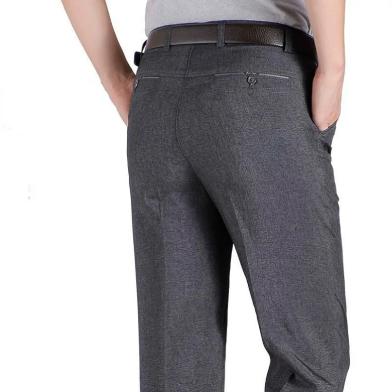 Pantalones de traje de cintura alta para hombre, Pantalones rectos de alta calidad, pantalones formales, pantalones clásicos de talla grande, pantalones de negocios de otoño, Gozbkf