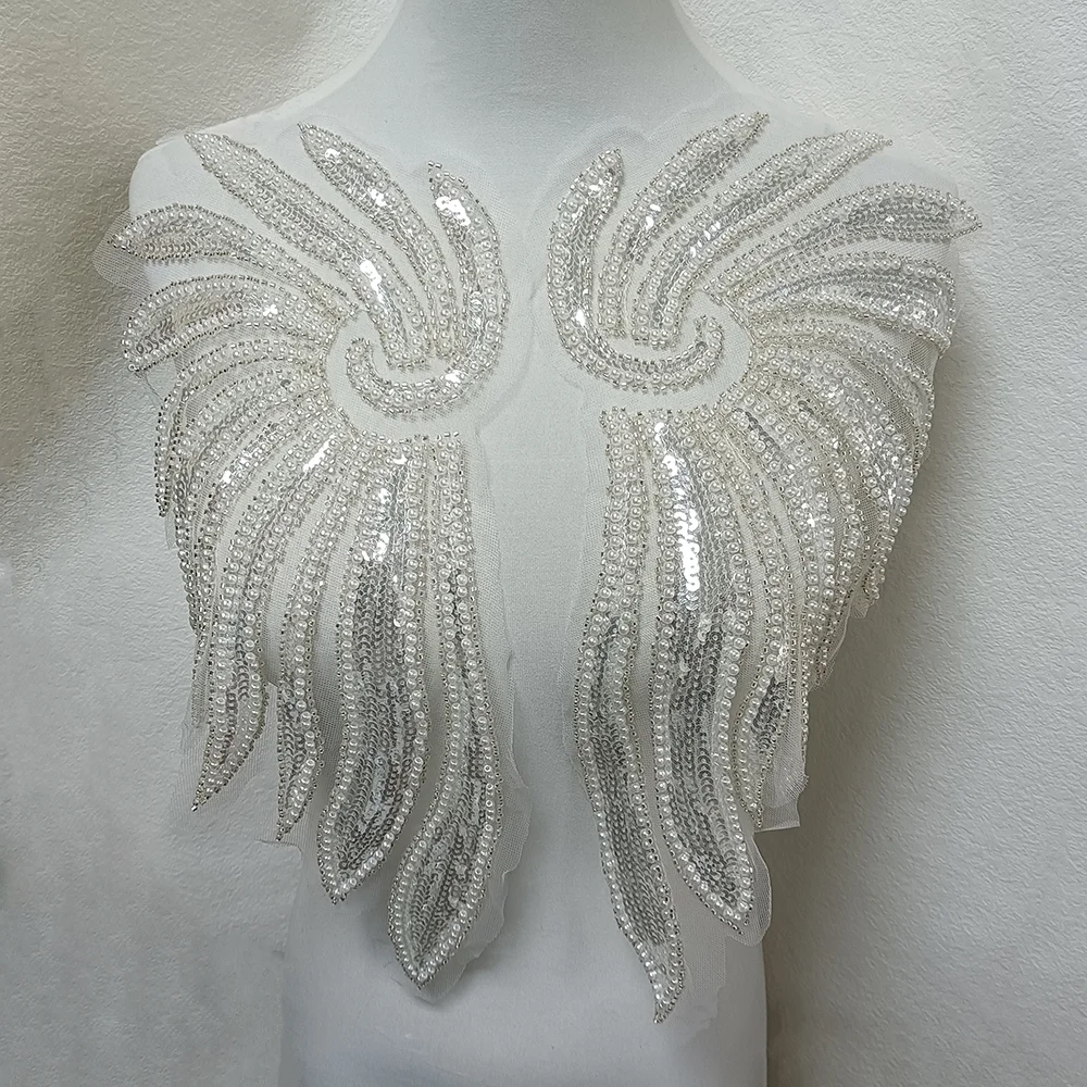 Various colors of pearl embroidery, gorgeous wings, DIY decoration, sewing, women\'s dresses, dresses, clothes, lace accessories