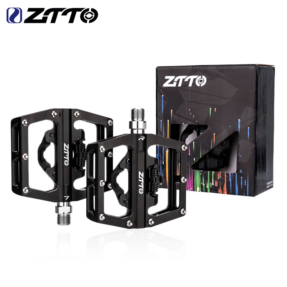 ZTTO 1 Set Mtb Bike Pedal Self-Locking Flat Spd Pedal Aluminum Alloy Anti-Slip Sealed Bearing Lock Pedals Riding Accessories