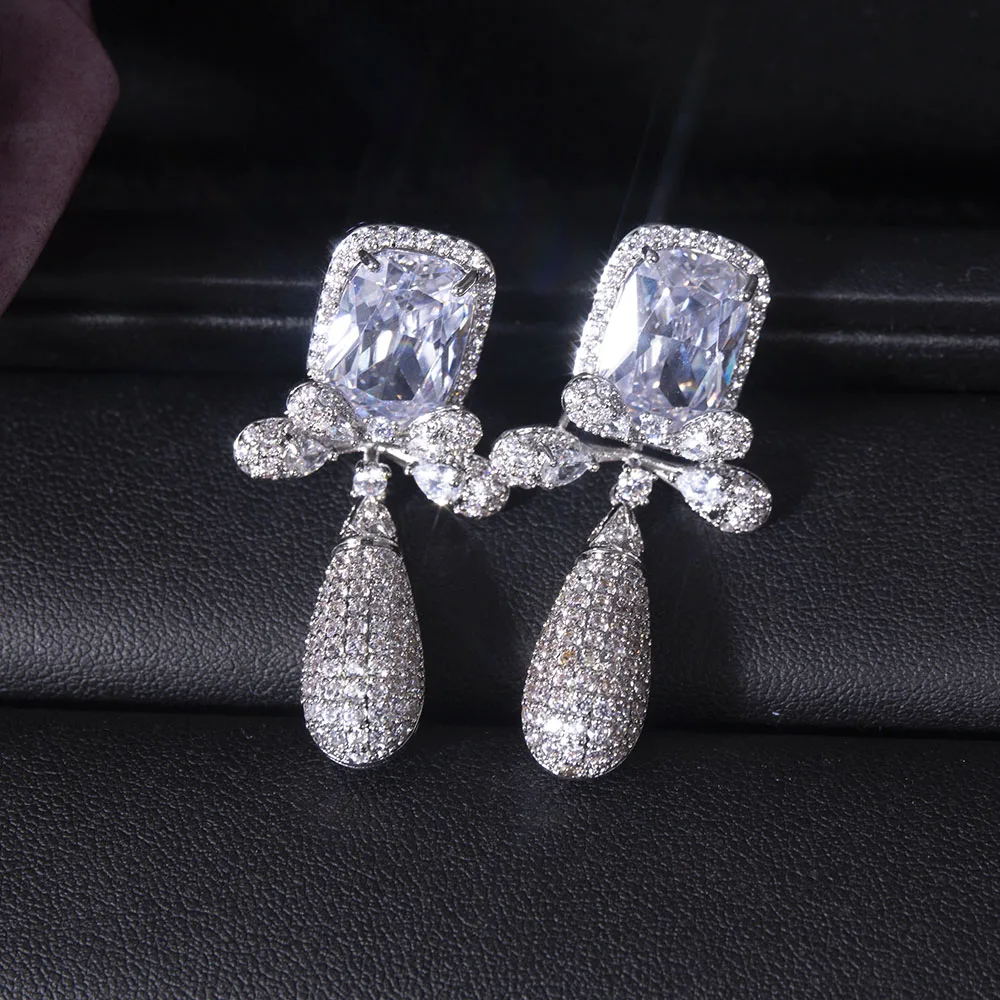 

Famous Luxury High Jewelry Square CZ Hoop Earring For Women Accessories Full Cubic Zircon Earrings Pendientes Mujer Moda E10319