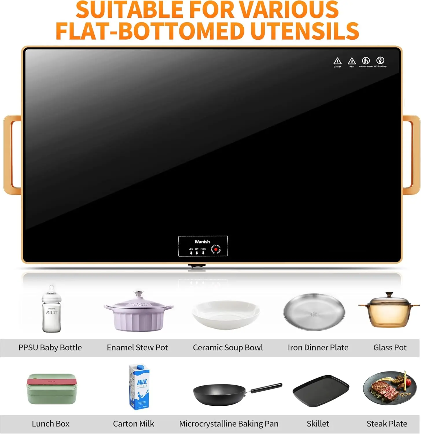 サーモスタットと全表面加熱を備えた食品加温トレイ、2つの温度モードを備えたマット、xxl 32x18"