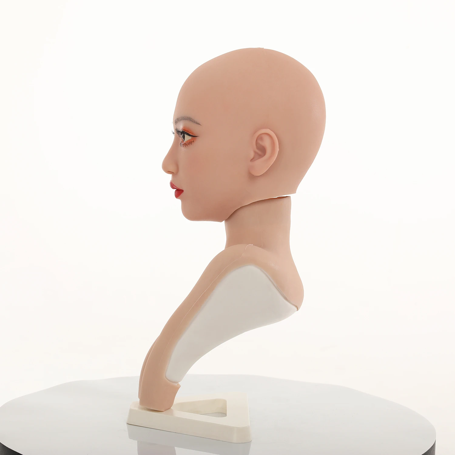 Cabeza femenina de silicona, modelo de peluca, sombrero, soporte de exhibición, cabeza simulada para joyería, bufanda, exhibición, extensión de cabello, accesorio, forma de cara de la UE TM02