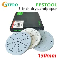 FESTOOL 6-inch 48-hole Sandpaper 150mm Round Flocking Dry Ground Sandpaper Car Paint Dust-Free Sanding Disc Abrasive