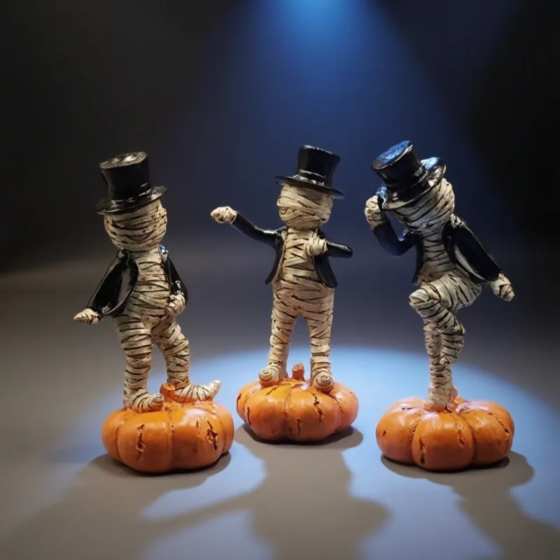 New Mummy Pumpkin Halloween Decor Miniature Desktop Model Scary Scene Ornament