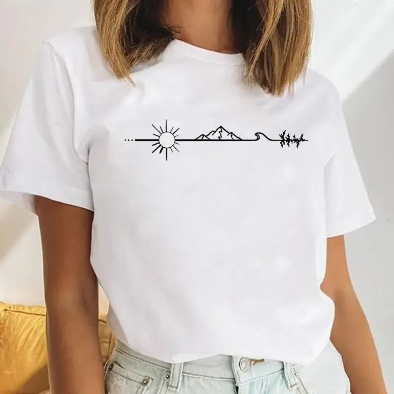 Camiseta de talla grande para mujer, ropa gráfica de manga corta, holgada e informal, suave y cómoda, transpirable, deportes al aire libre