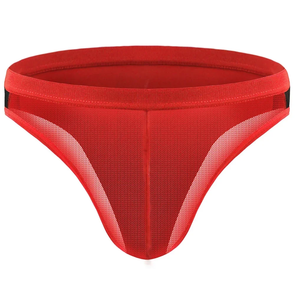 Ice Silk Mens Sexy G-String Thong Briefs T-Back Panties Seamless Underwear Thong Men Sexy Swimsuit Мужские Трусы