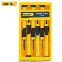 DELI 6Pcs Precision Screwdriver Set Magnetic Slotted  Phillips Watch Screwdriver Set Eyeglasses Phone Electronics Repair Tools