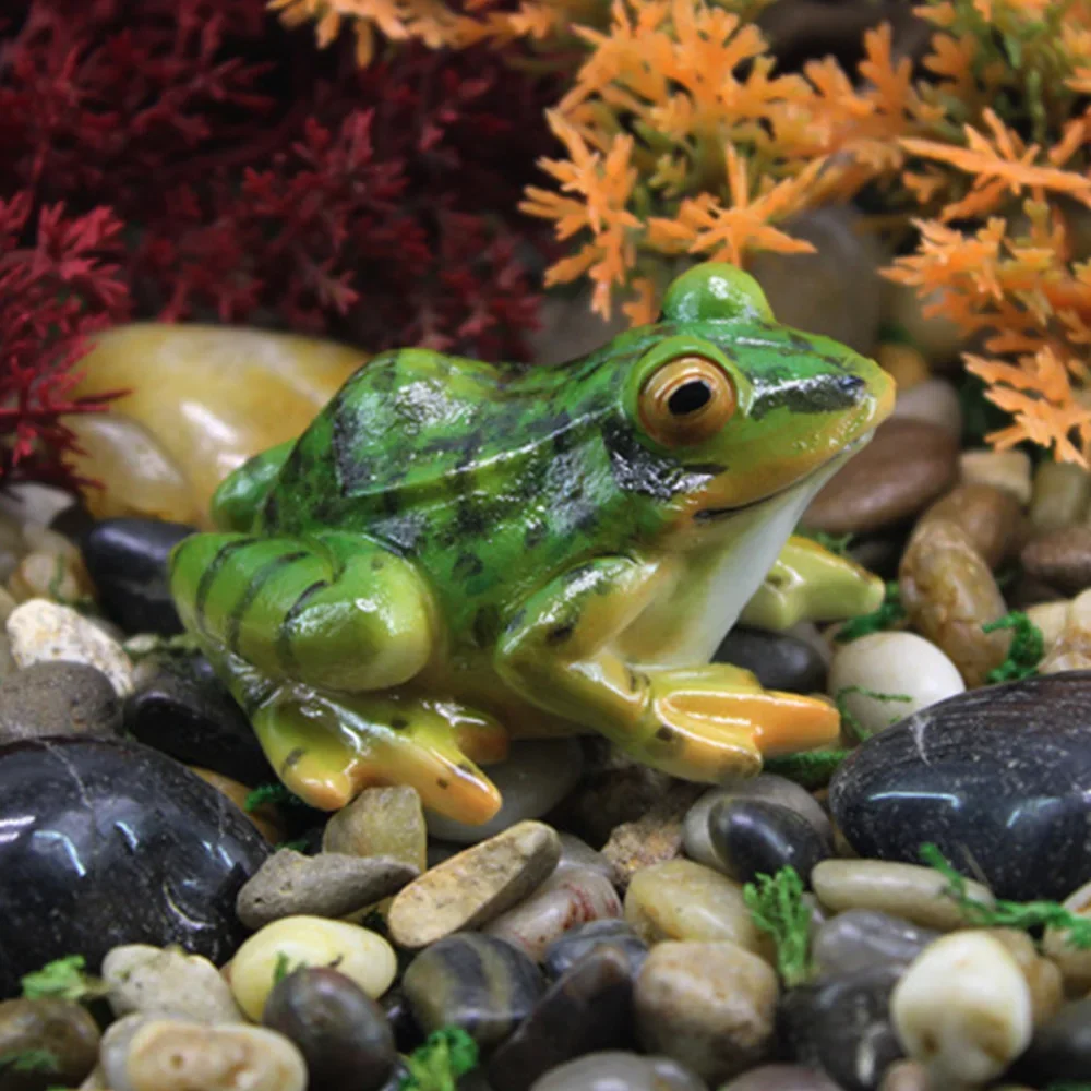 Mini Resin Frog Statue Life Like Durable Terrarium Micro Landscape Frog Animal Figurine Desktop Home Pond Fish Tank Yard Decor