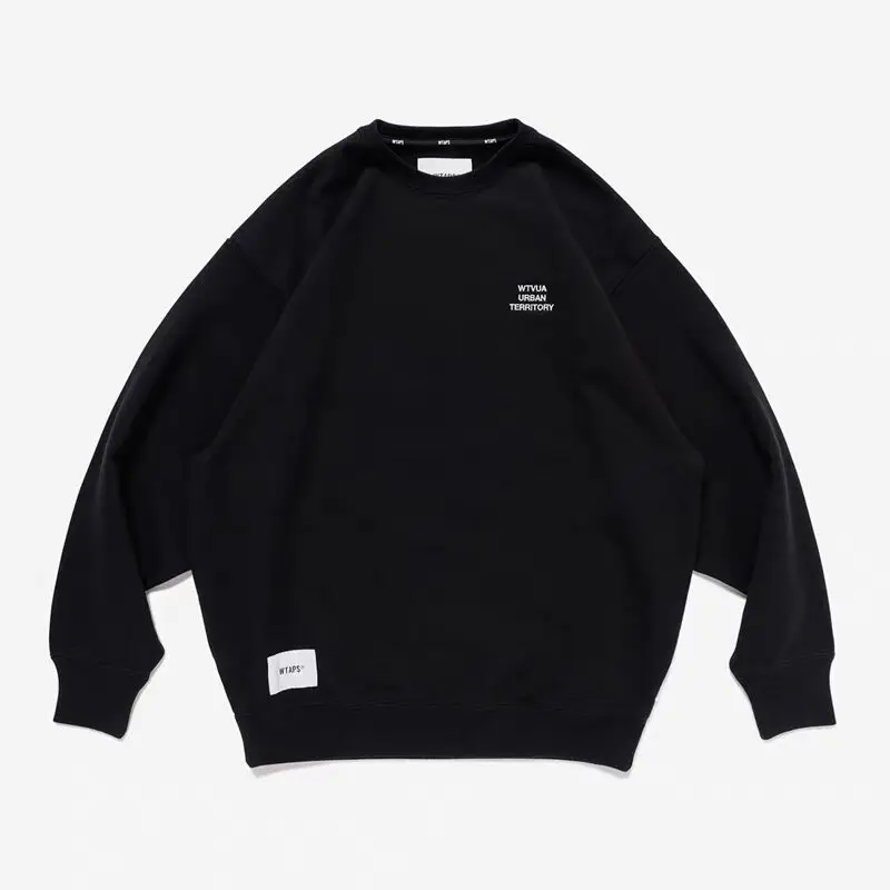 WTAPS Japanese Streetwear Men's Sweatshirt Oversized Embroidery Crewneck Pullover Long Sleeve Casual Loose Fit Top