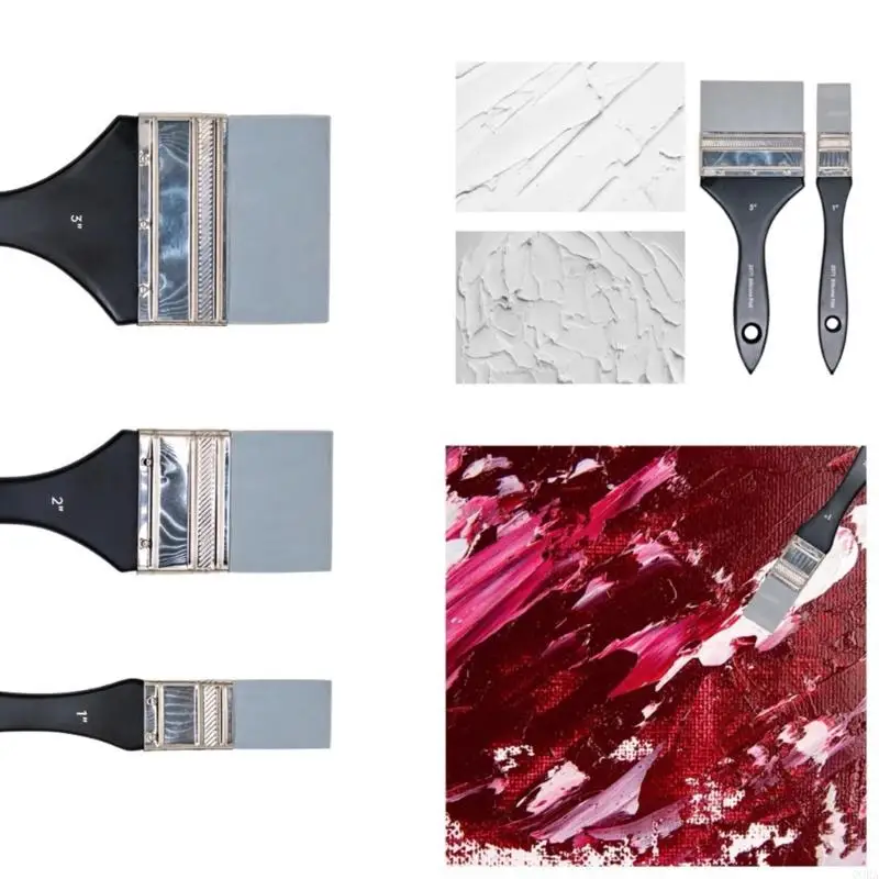CORA Flat Tip Silicone Brush Artists Painting Tool for Oil Acrylic Watercolor Paint