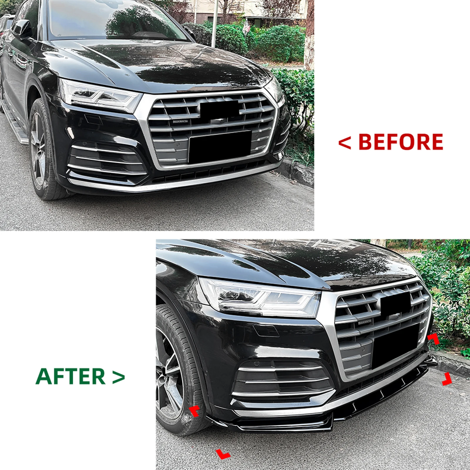 3PCS Car Front Bumper Lower Spoiler Lip Splitter Cover Blade For Audi Q5 FY-Sline 2018 2019 2020