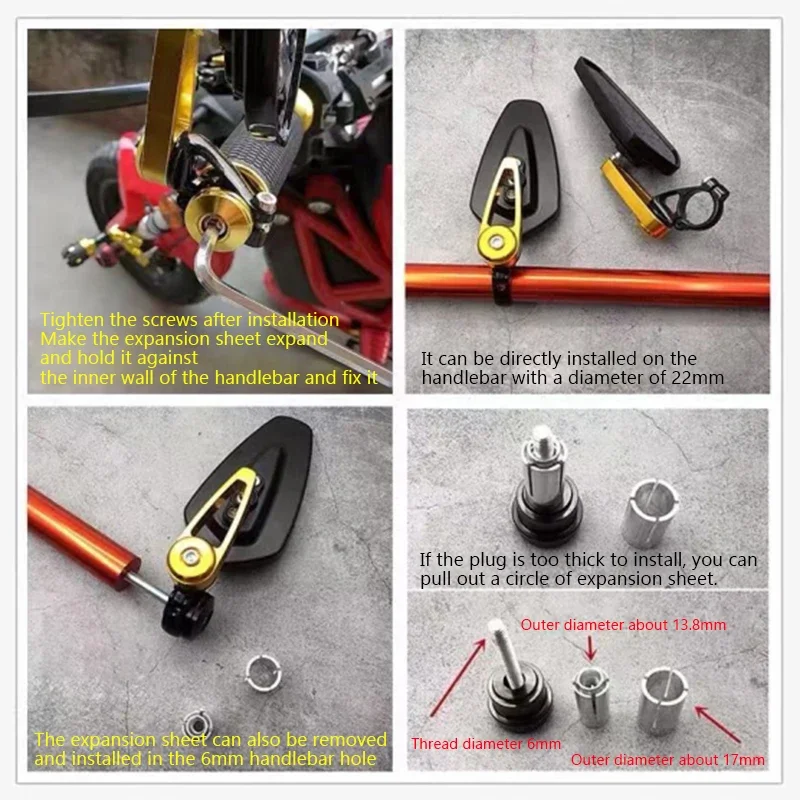 EAFC Universal Motorcycle 22mm Bar End Side Rearview Mirror 2Pcs Aluminum 7/8" Motorbike Bike Handlebar Rear View Mirrors image 6