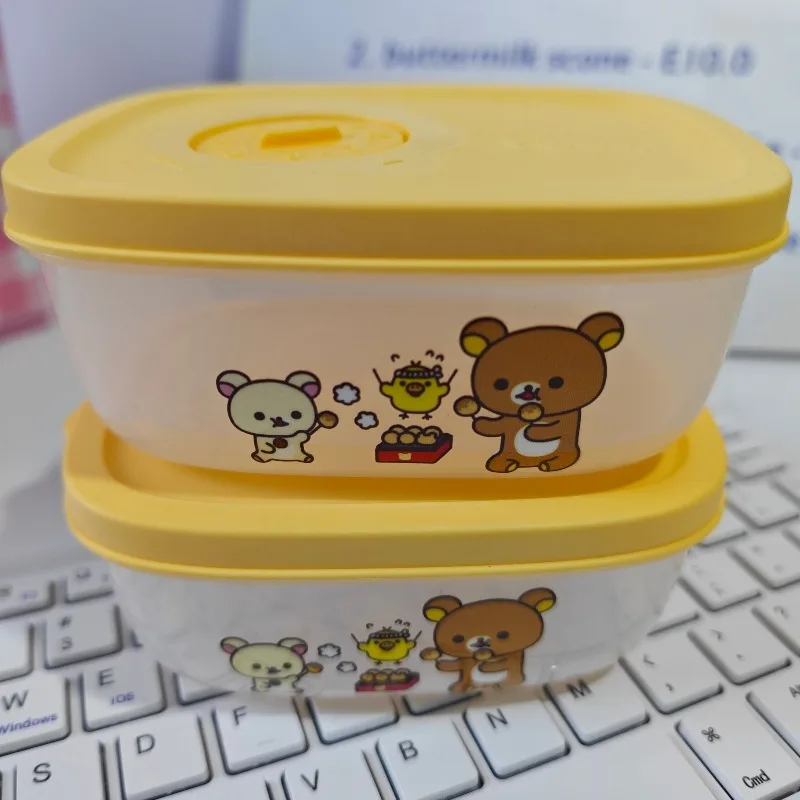 Cartoon Rilakkuma Bento Box Sealed Food Container, Ins Style Fresh‑Keeping Lunch Box for Refrigerator Storage of Fruit Rice
