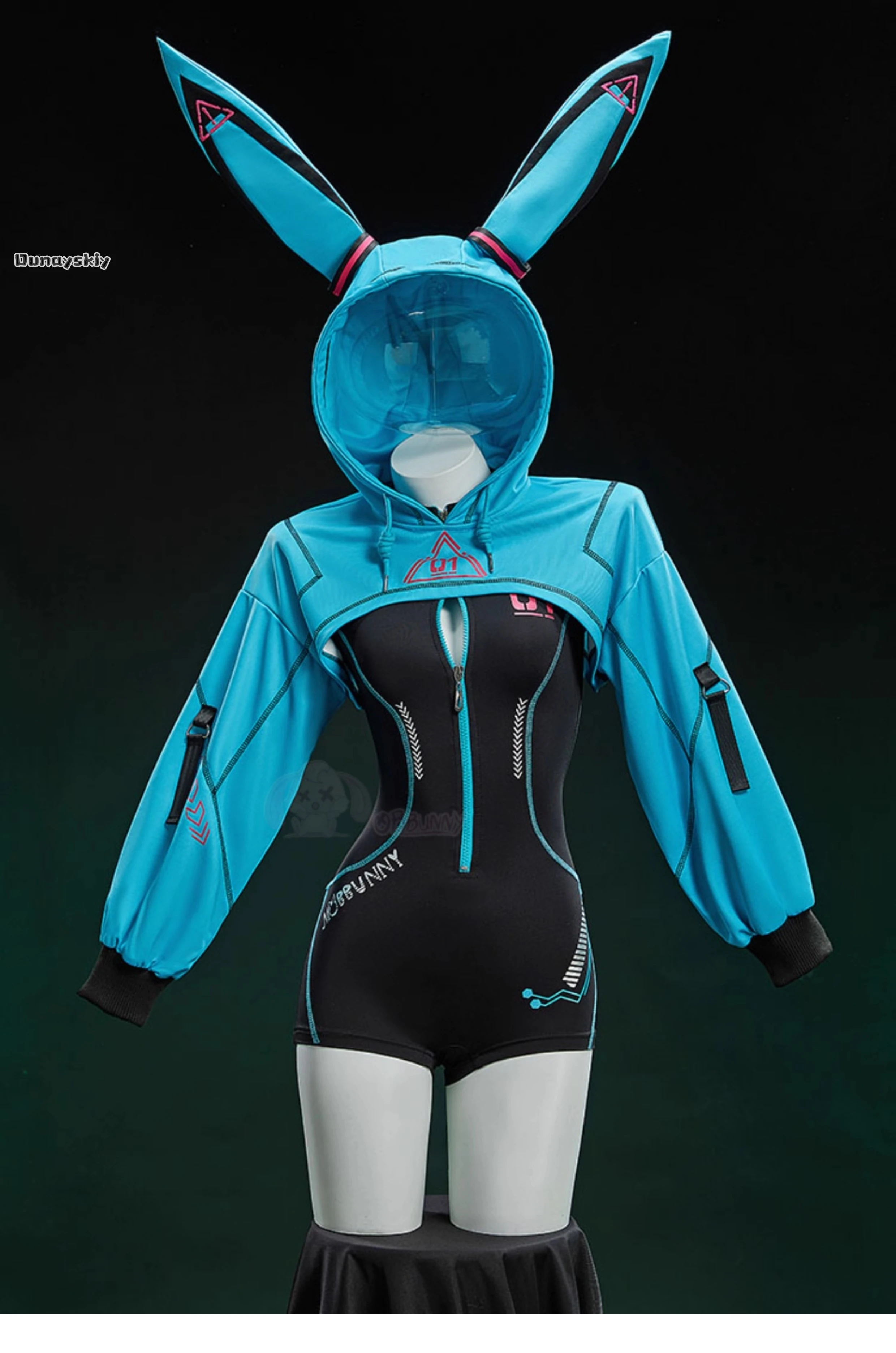 

A zha On St@Cyberpunk Bunny Ears Спортивное боди Игра Косплей Костюм Аниме Наряд. Ретро Темно-Синий Купальник Джирай Кэй Рождество