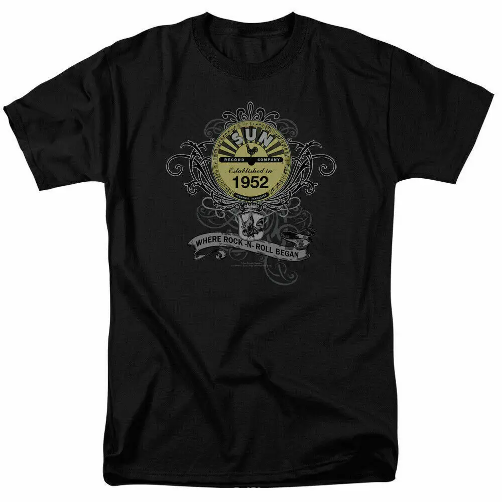 Sun Records Rockin Scrolls T Shirt Licensed Classic Rock N Roll Tee Black