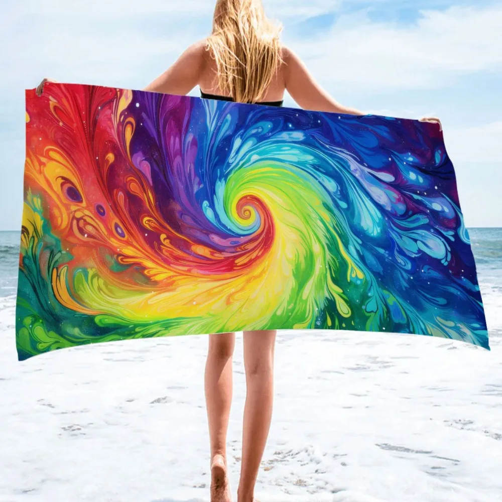 Creative Painting digital-printed polyester Superfine fiber double-sided fleece Beach vacation bath towel, beach towel