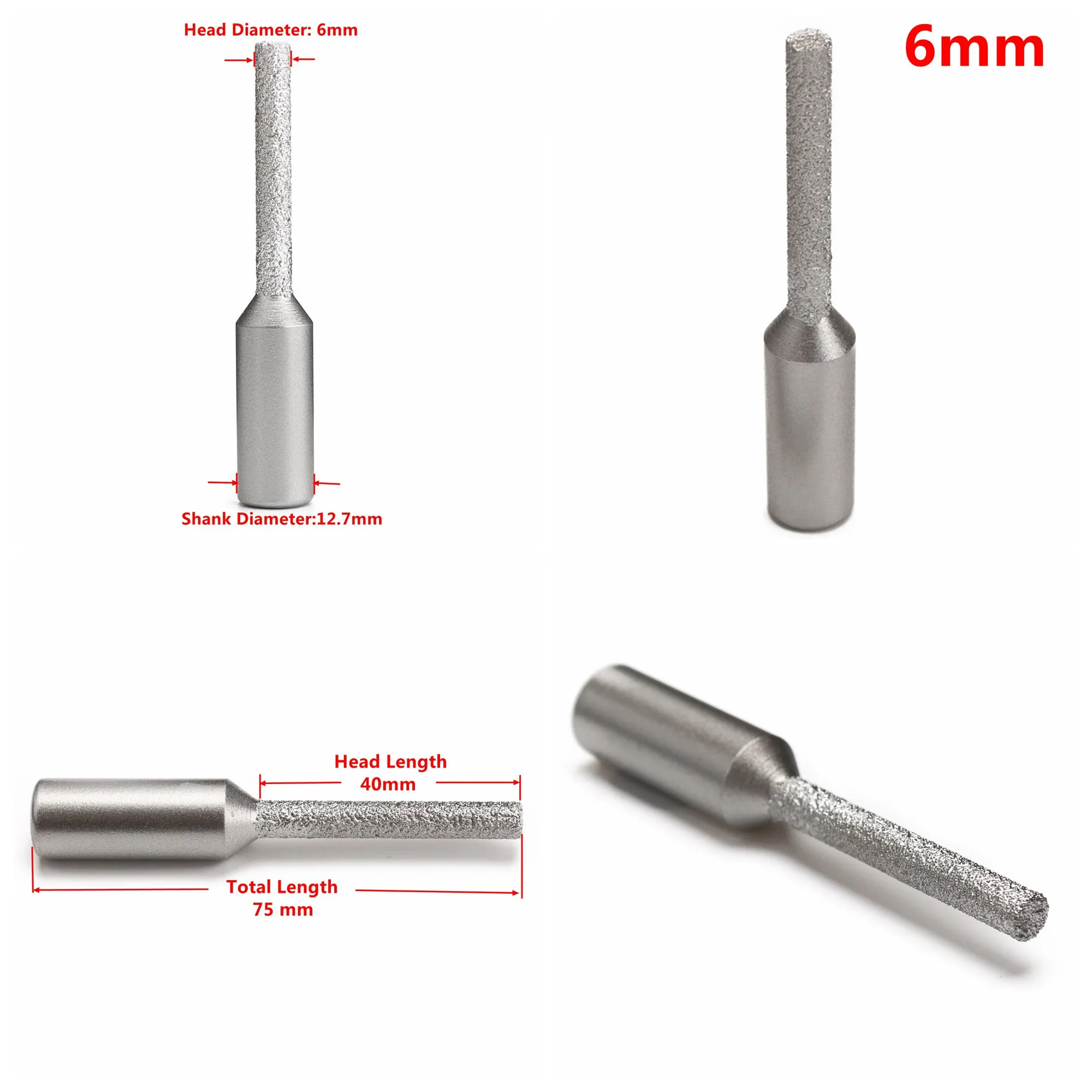 6-8mm Diamond Brazed Profile Wheel Cylindrical Ball Nose Router Bit Stone Marble ILOVETOOL