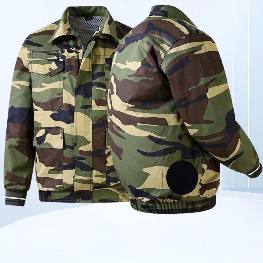 Protective Cooling Fan Workwear Summer Mens Cotton Breathable Jacket For Site Construction Welding Safety Industrial Wear