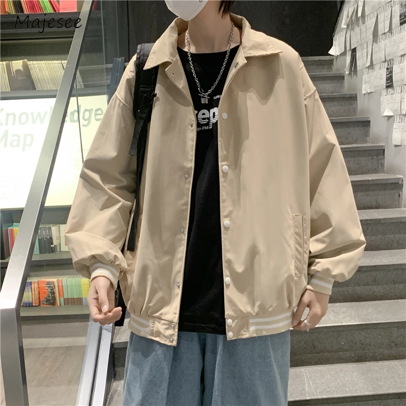 Jacket Men Spring Single Breasted Trendy Korean Style All-match Overcoat Handsome Teenagers Streetwear Loose Casual Comfortable