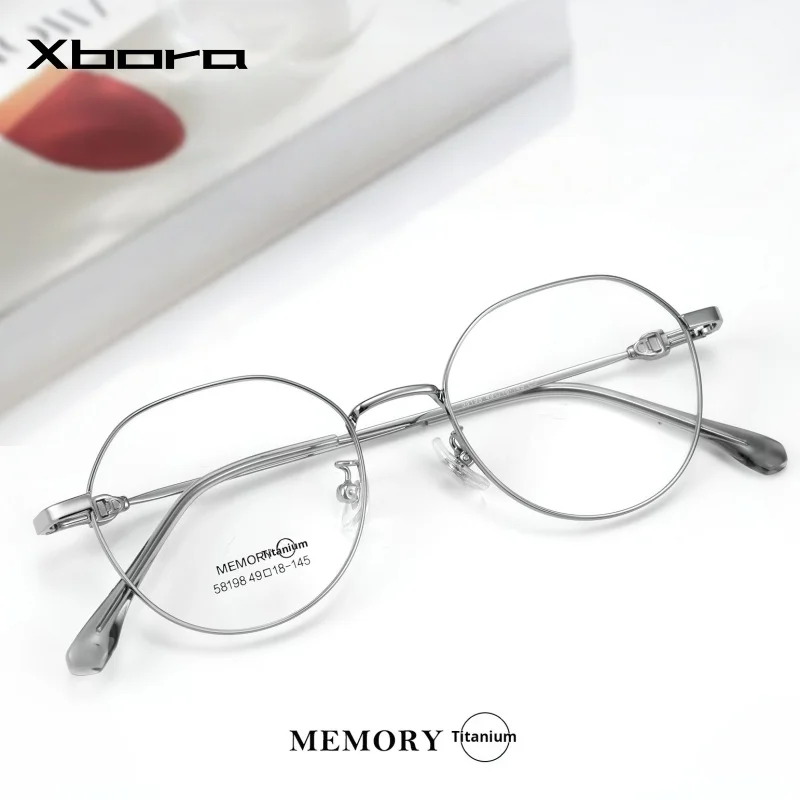 

New Men's and Women's Small ultra light titanium retro glasses frame polygonal artistic high-end temperament Eyeglasses 58198F