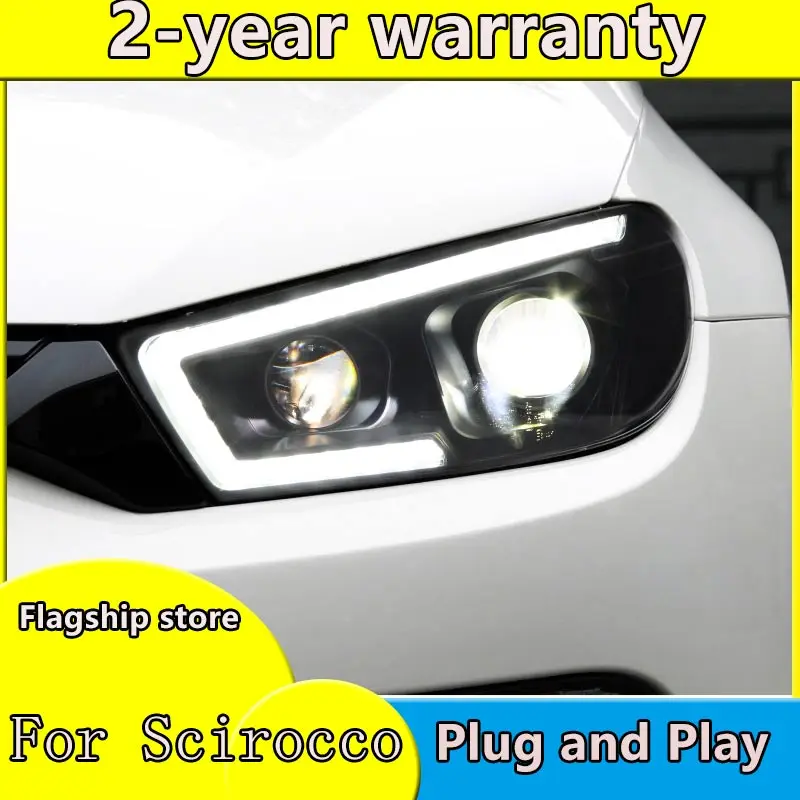 Head Lamp for VW Scirocco LED Headlight 2008-2017 Headlights Scirocco DRL Turn Signal High Beam Angel Eye Projector Lens