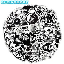 50 PCS Black and White Cool Stickers JDM Graffiti Funny Anime Stickers for Adult DIY Car Guitar Skateboard Laptop Suitcase Bike