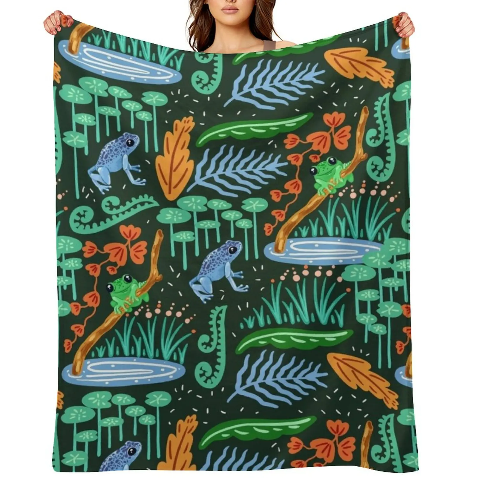 

Blue Frog Throw Blanket Picnic halloween Sofas Soft Big Blankets