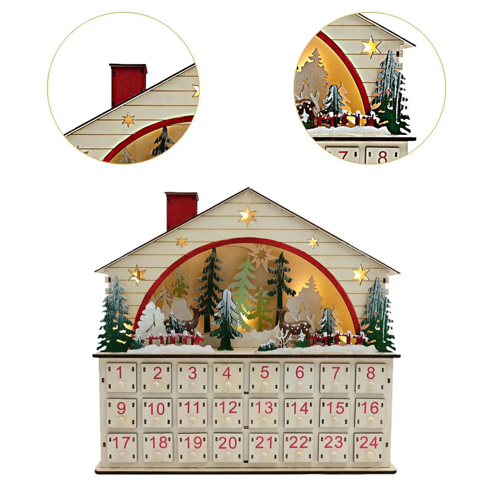 عيد الميلاد الخشبي تقويم القدوم زينة عيد الميلاد لمكتب غرفة المعيشة #5