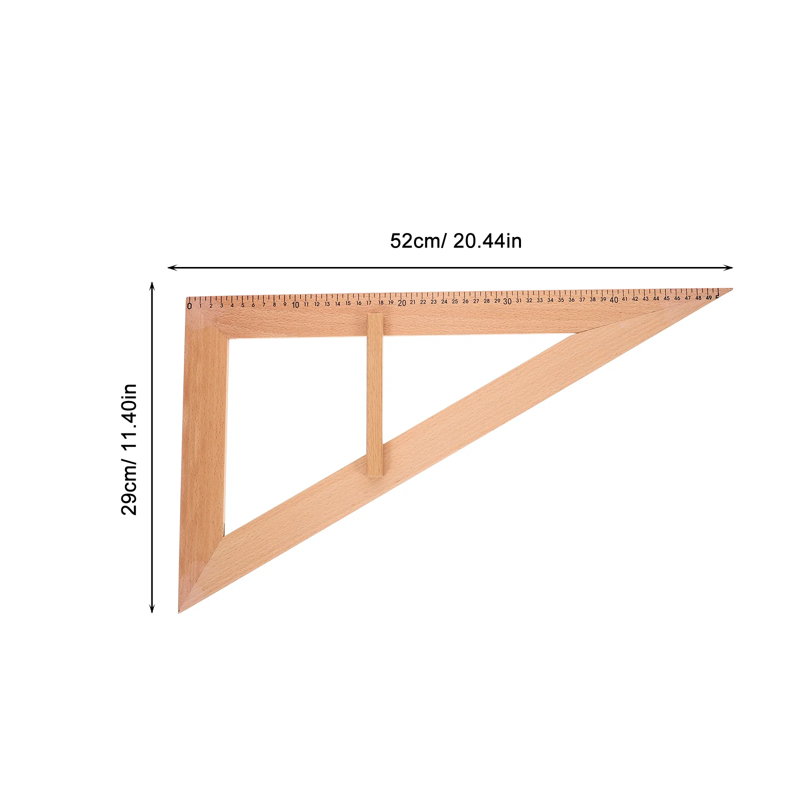 Alat gambar pengajaran papan segitiga, alat kantor penggaris matematika kayu pengukur kayu