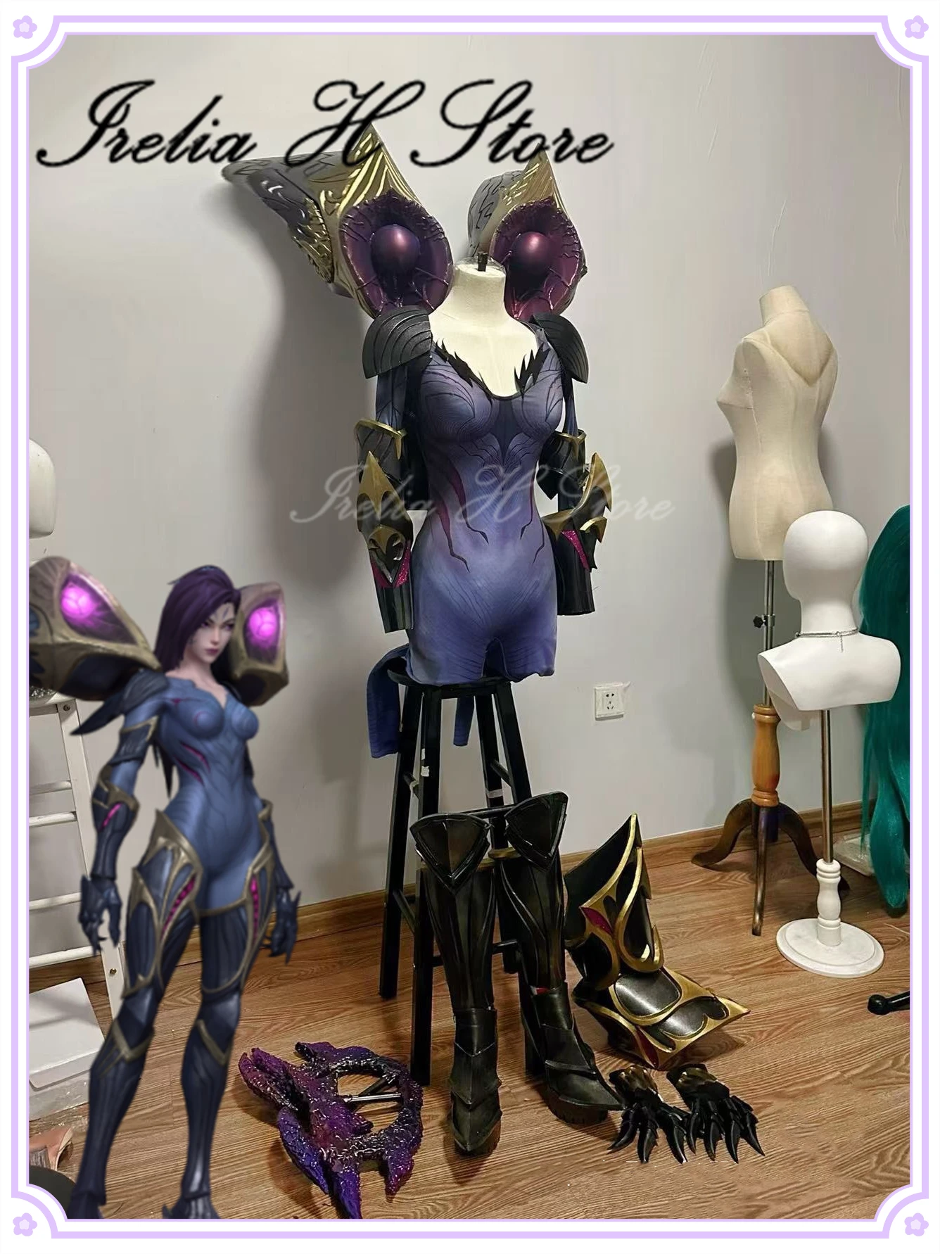 Irelia H Store Kaisa from LOL kaisa classical skin cosplay costume women full set with wings shoes weapons customized