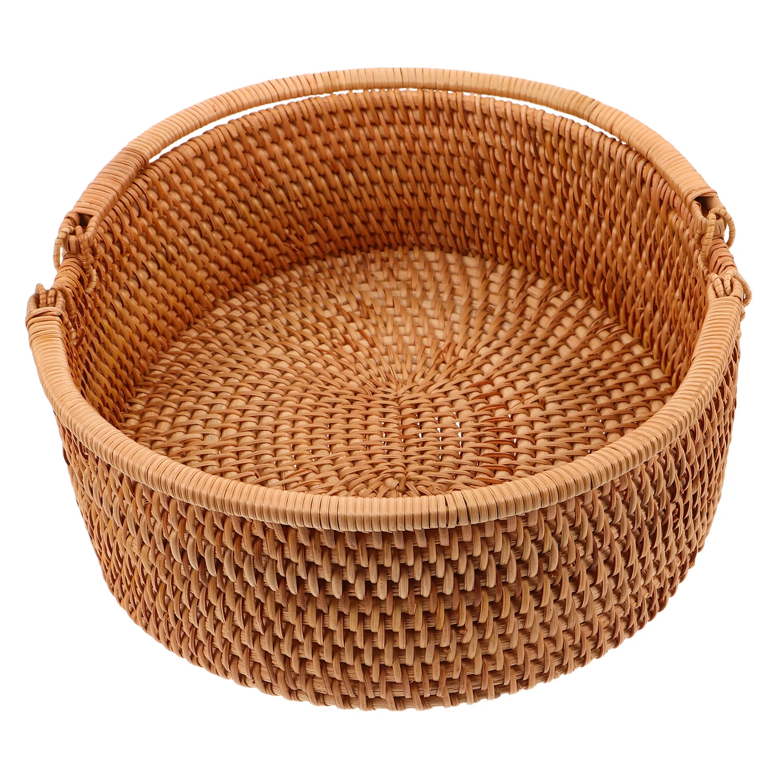 

Hand Woven Rattan Storage Basket With Handle Natural Fruit Vegetable Organizer For Kitchen Picnic Outdoor Decorative Harvest