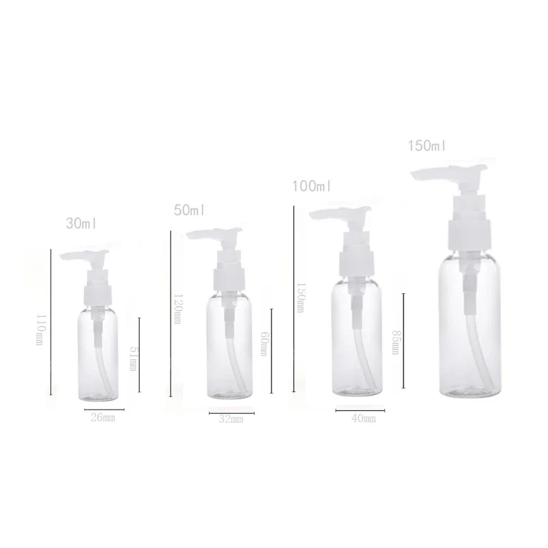 10Pcs 30ml/50ml/100ml/150ml Multi-Color Travel Lotion Plastic Container Portable Press Pump Bottle For Shampoo Body Wash Lotion