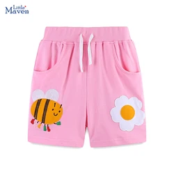 Little maven Children's Clothing 2024 Summer Kids Clothes Toddler Baby Boys Short Pants Cotton Cartoon Flowers Bees Trousers