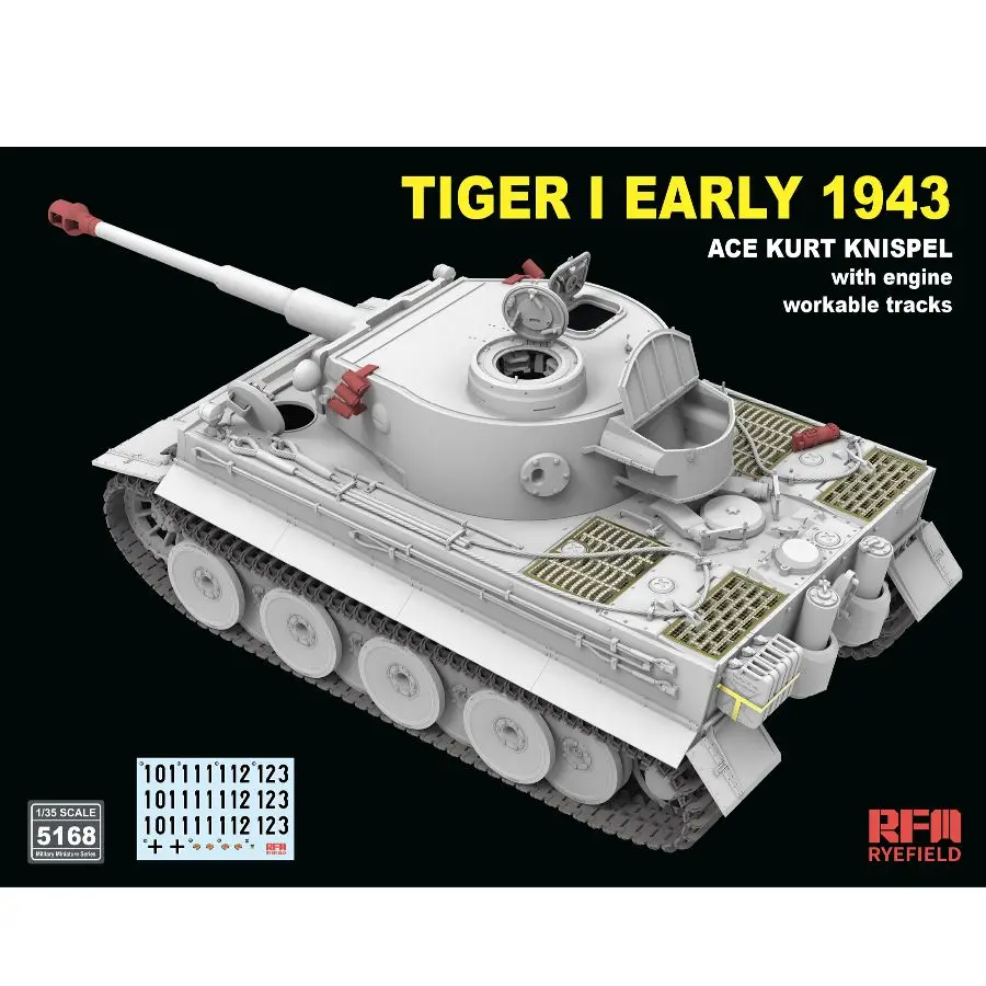 Tiger I Early 1943 Ace Kurt Knispel Ryefield RM5168 1/35 w/Engine,Workable Tracks