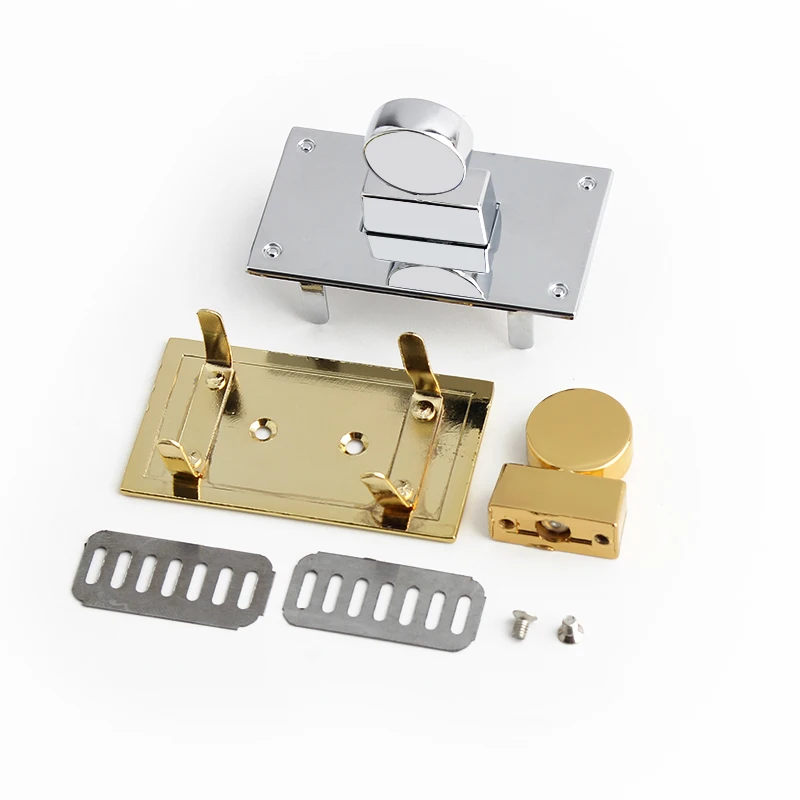 1-5 sets 2 colors 36*28mm gold chrome durable rectangle a set of lock for woman handbag with eyelets key lock purse accessories