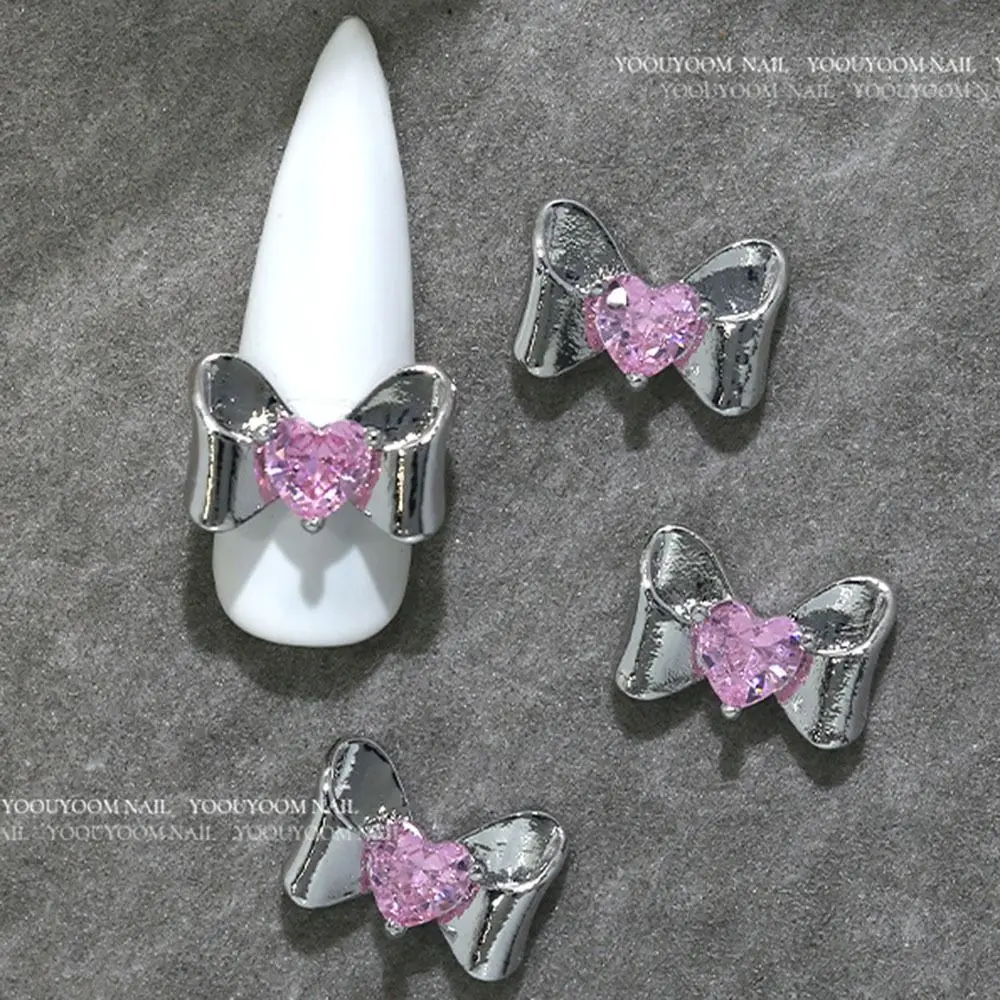 DIY Silver 3D Manicure Jewelry Bowknot Metal Crystal Nail Rhinestones Fashion Nail Charms Nail Art Decoration Decorate