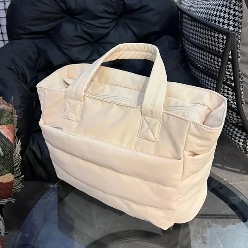 Imagen 2 del producto Bolso de mujer de Color sólido, acolchado, para ir al trabajo, universidad, bolso de hombro acolchado, bolsos de ocio simples para mujer, organizador de almacenamiento de viaje