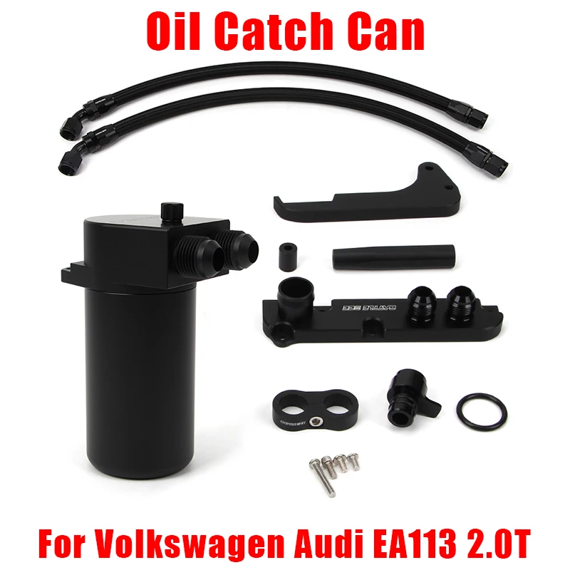 

Car Baffled Oil Catch Can Reservoir Tank Aluminum Oil Dipstick Hole Breathable Kettle For EA113 MK6 Golf R Audi A3 BB-OCC-001