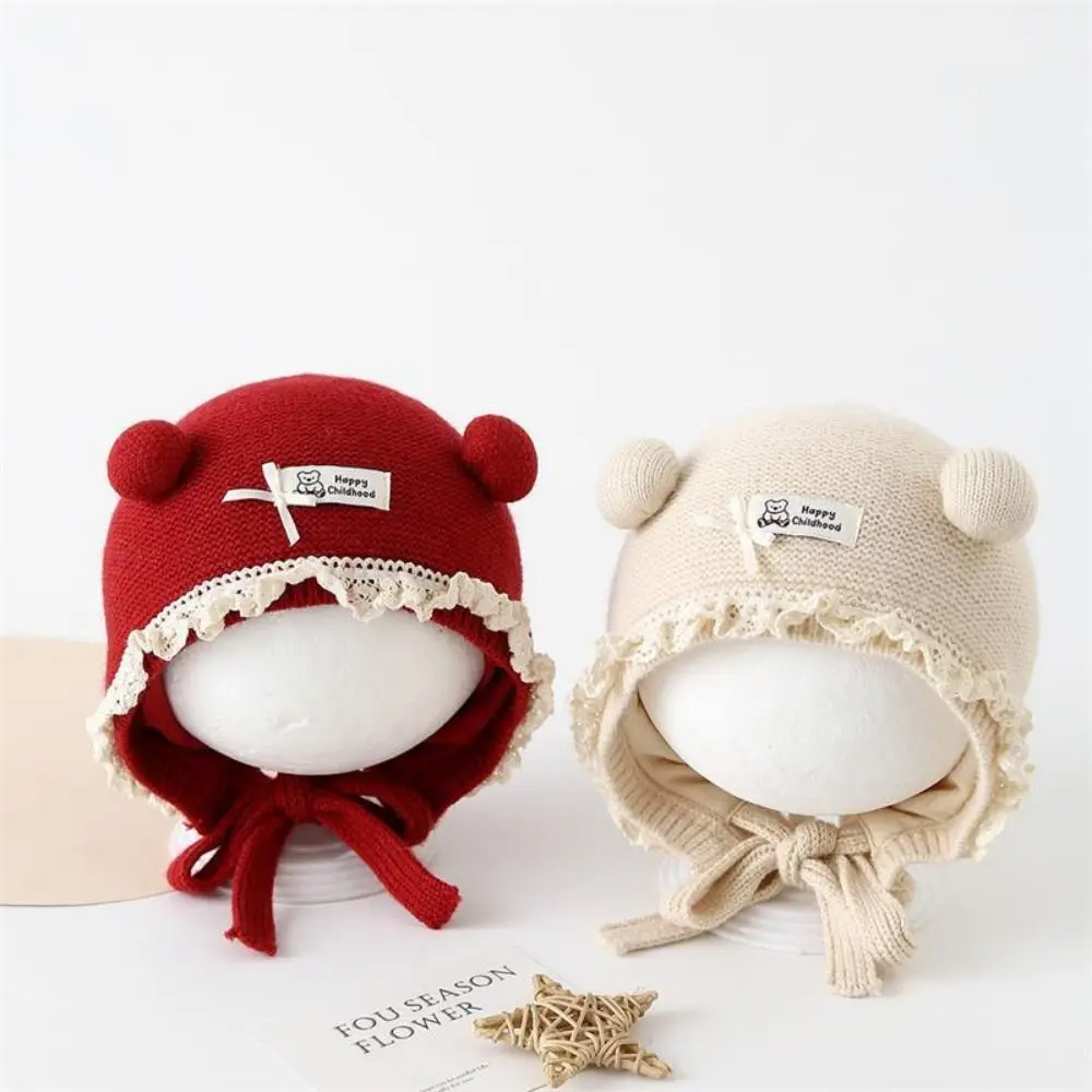 

Дышащая зимняя вязаная шапка для малышей 3-42 месяца, утепленная плюшевая шапка для малышей с защитой ушей от холода