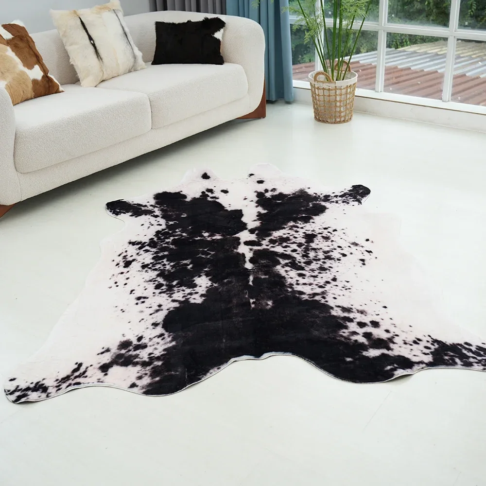 Factory  Cow Print Area Rug with Faux Suede No-Slip Backing