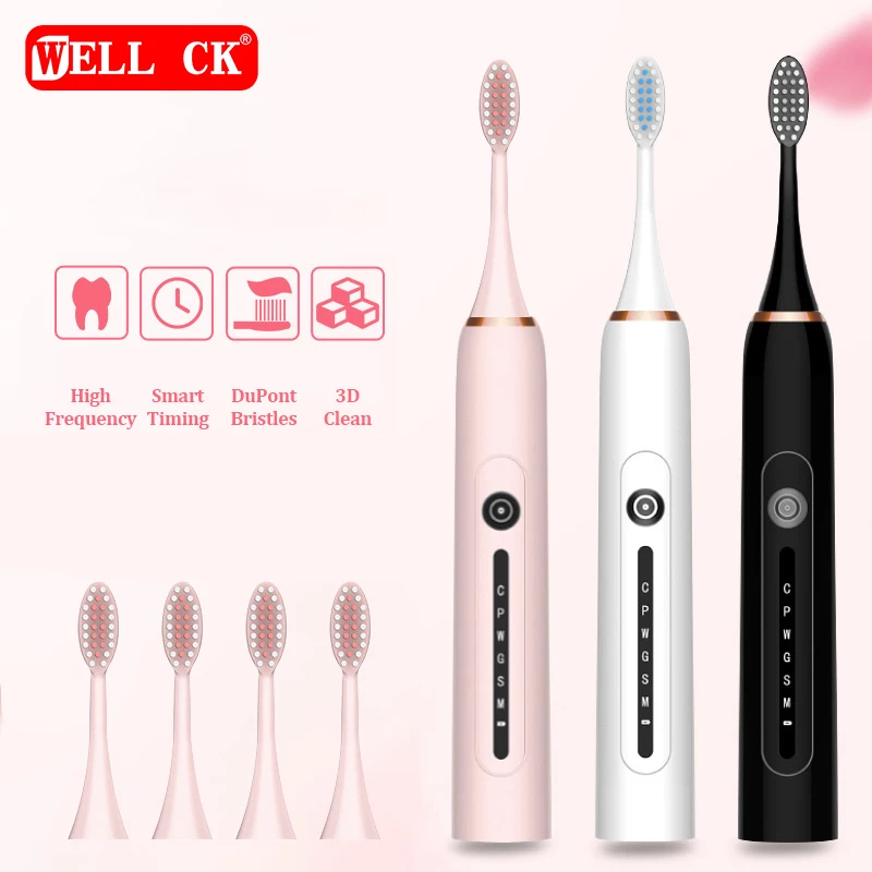 

6 Gear Adjustment Silent Soft Hair Student Party Sonic Electric Toothbrush USB Charging Adult Couple Household Waterproof Head