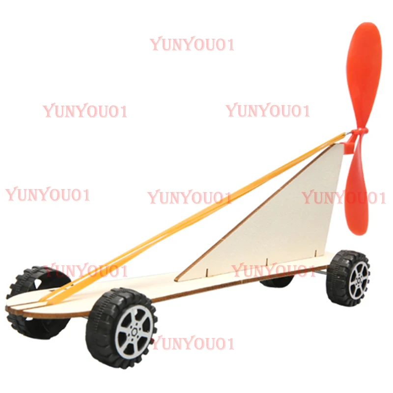Handmade Rubber Electric Car, Scientific Experiment Kits, Fun School Project, Educational Toys for Students, Wooden Wind Car DIY