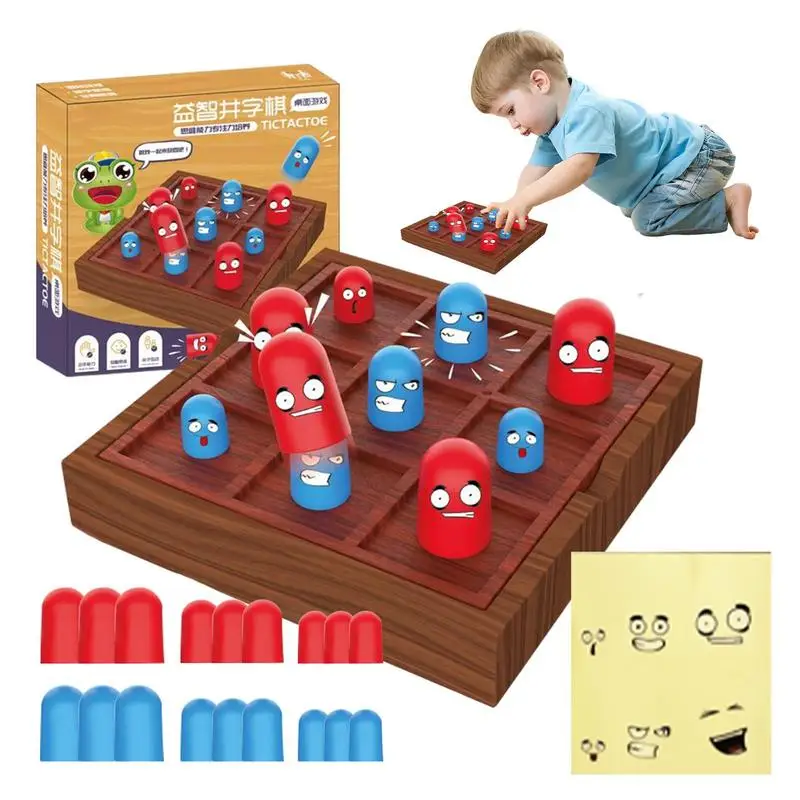 Wooden Tabletop Games For Kids Solitaire Board Game Tick Tac Toe Decorative Board For Coffee Table Board Games For One Player