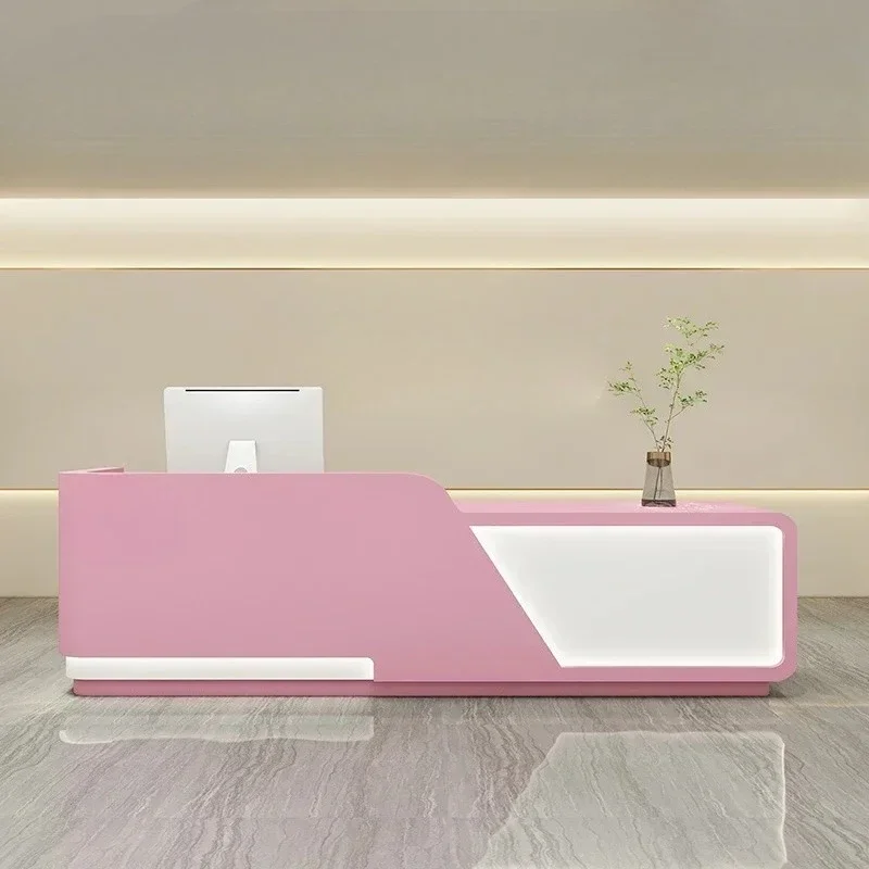 White Reception Desk Beauty Salon Storage Glass Pulpito Armable Plexiglass Furniture Hairdressing Front Escritorio Clothes Table