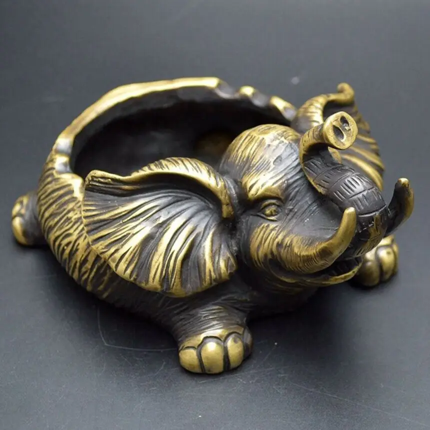 

Bronze Animal Elephant Ashtray Statue Antique Collection Home Decoration