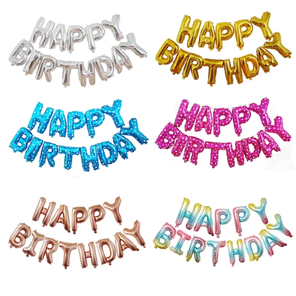 Goldblaue Happy Birthday Ballons 16 Zoll Folienbuchstaben Geburtstagsbanner Girlande für Mädchen Jungen Kinder Erwachsene Geburtstagsdekoration