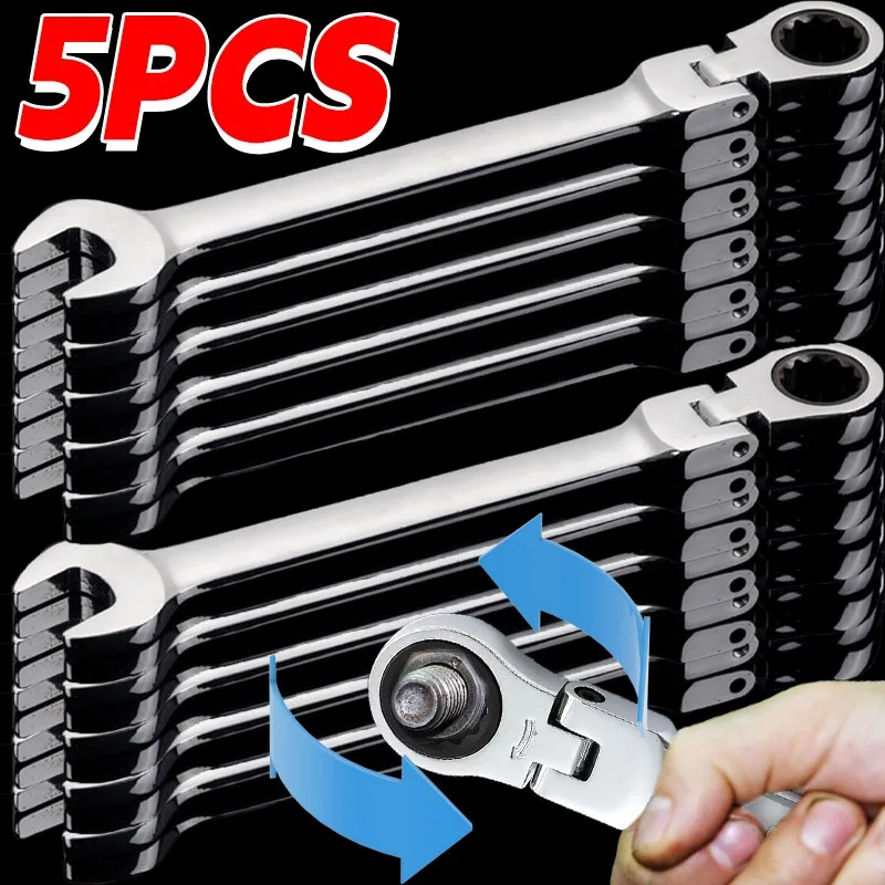 

1-5 шт., универсальные ключи с трещоткой с 72 зубьями, высокоуглеродистая сталь, открытый ключ с храповым механизмом, инструмент для ремонта с подвижной головкой