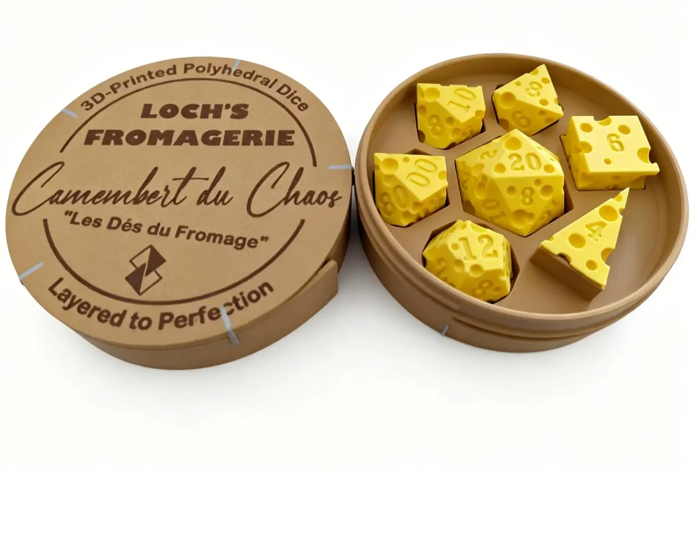 

Cheese Dice Portable Cheese Creative Board Game Accessories Dice box D4 D20 Set Miniature Convenient to Carry