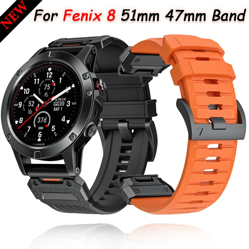 

22mm 26mm Rubber+Metal Strap for Garmin Fenix 8 7 7X 6X 6 Pro 5 5X Epix 7X comfortable breathable Wristband Fenix 8 51mm 47mm