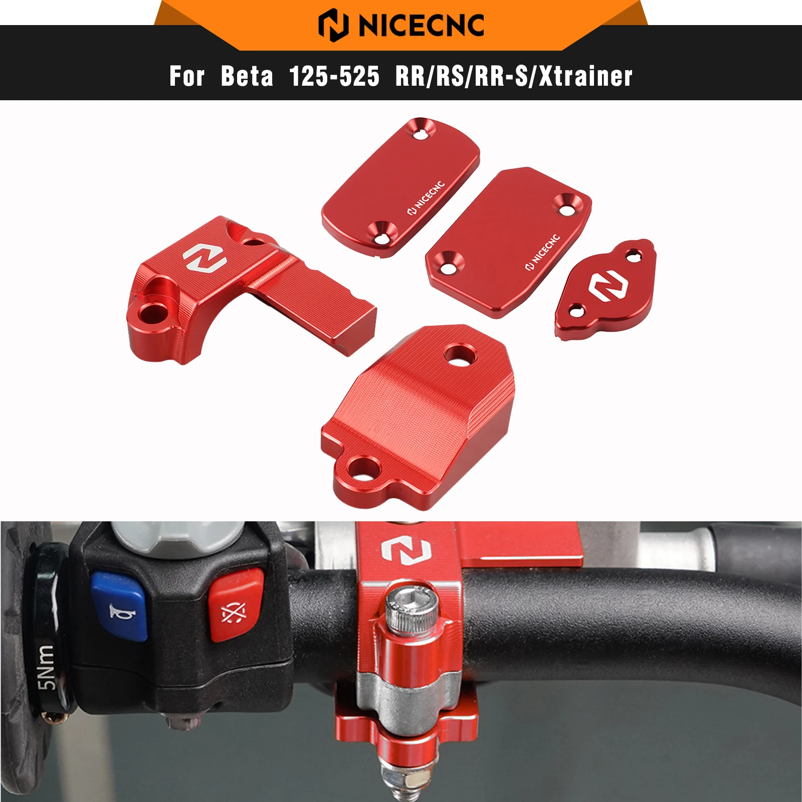

NICECNC Master Cylinder Guard & Front Rear Clutch Brake Reservoir Cap Cover For BETA RR300 RR250 RR350 2013-2023 RR390 2015-2023